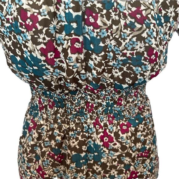 H&M Women’s Dark FLORAL Short Sleeve Lined Knee Length Polyester Dress Sz 4 - Picture 5 of 11